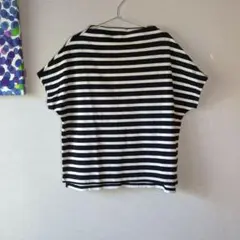CLOCHE カットソー 黒×白 　ハーフボトルネック　ゆったりのサムネイル