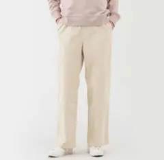 ストレッチコーデュロイイージーストレートパンツ　アイボリー　レディース　無印良品