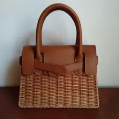 The Bagmati　バグマティ　かご×レザー　ハンドバッグ　ブラウン　ラタン