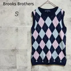 Brooks Brothers【S】ベスト Vネック ネイビー アーガイル柄