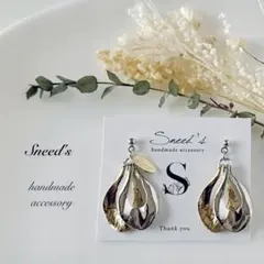 ▪シルバー＆ゴールド雫フープチャーム×メタルチャームピアス／イヤリング