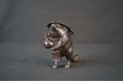 竹仙作 銅製 狸 たぬき 破れ狸（やぶれたぬき）置物 和風 金属 工芸品 竹仙作 銅製 狸 たぬき 破れ狸（やぶれたぬき）置物 和風 金属 工芸品