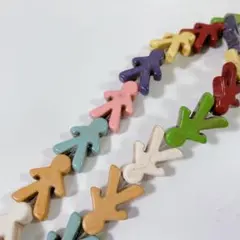 hw869/天然石◇練りターコイズ マルチカラー ヒューマン 1連