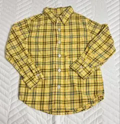 美品　子供服　キッズ　babyGap チェック 長袖シャツ　イエロー