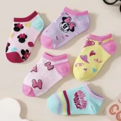 ミニーマウスデザイン キッズ靴下5足セット