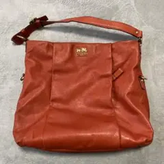 オールド　コーチ　革　トートバッグ　ビッグトート　オレンジ