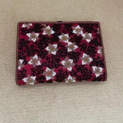 【ヴィンテージ】クラッチバッグ 花柄ビーズ刺繍 赤