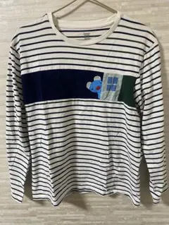 graniph ストライプ柄 クマ長袖Tシャツ M