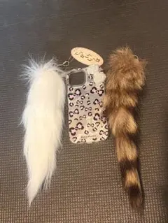 新品アニマル柄しっぽキーホルダー2点セット　平成リバイバルギャルy2k ファー白