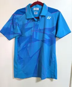 レディースYONEX ポロシャツ M 青 幾何学模様