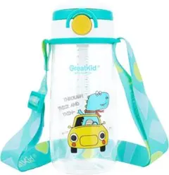 GreatKid 子供 水筒 ストロー クリアボトル 漏れない 500ml 透明