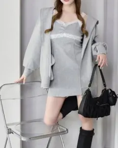 今季ナイスクラップ　フードレースパーカー　カットレースキャミワンピ　セットアップ