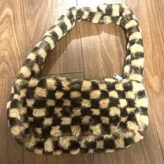 ファー素材 チェック柄バッグ