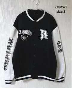 【美品】 ROMWE デザイン スタジャン ポリエステル　黒/白　サイズ.S