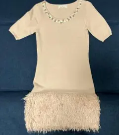【美品】Rady♡ベージュ フリンジ 半袖 ワンピース