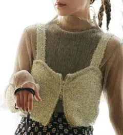 ★新品未使用タグ付き ライトグレー ダブルジップニットビスチェ★