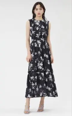 【FRAY I.D】ドレープネックシャーリングプリントワンピ