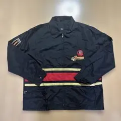 ストライプデザイン 黒 ナイロンジャケット