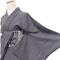 ちひろ 様【新品未使用】しつけ付き 小千谷縮風 単衣 夏着物麻 濃灰色