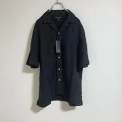 新品 BANANA REPUBLIC 開襟 リネンシャツ 半袖　黒 S-Mのサムネイル