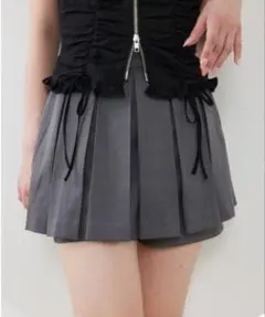 rienda ボックスプリーツショートパンツ グレーのサムネイル