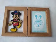 ミッキーマウス　写真立て　フォトフレーム　木製　レトロ　 インテリア