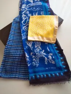 【新品未使用】ETRO エトロ 麻 ストール ポケットチーフ