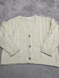 【niko and…　ニコアンド】カーディガン　ケーブルニット　ゆったり　白　M