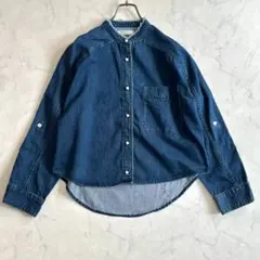 美品♪ブランバスク パール風ボタン デニムシャツ インディゴ サイズ38 qh6