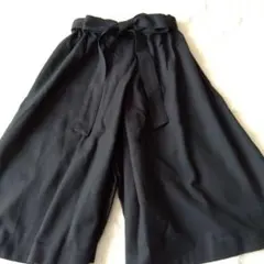 新品　濃紺　リボン付き キュロットパンツ