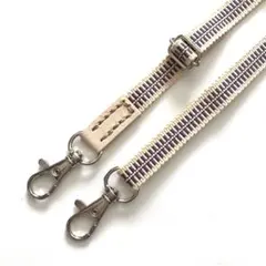 【真田紐レザー】ショルダーストラップ　ベージュ紫 /パープルむらさき　ナチュラル