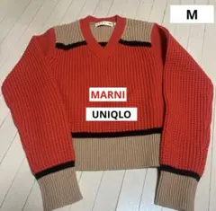 【美品】MARNI UNIQLOVネックニットセーターオレンジベージュM