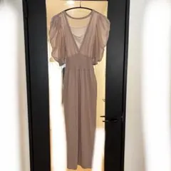 Mercury duo ベージュ　シアー ロングワンピース