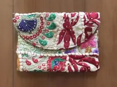 最終セールです！インド刺繍ハンドメイドポーチ