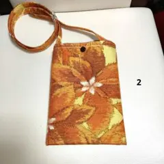 花柄オレンジスマホショルダーバッグ