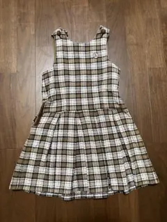 ミキハウス ジャンバースカート 130cm ブラウン系チェック