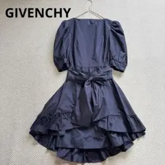 美品 GIVENCHY レトロワンピース シルク ビンテージ ネイビー MLのサムネイル