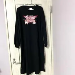 おぱんちゅうさぎ　ブラック 長袖ワンピース Lサイズ