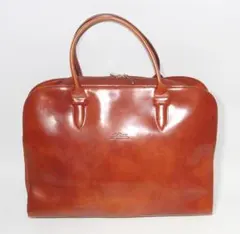 ロンシャン エナメル革 ブリーフケース 36cm 茶色 フランス製 書類バッグ
