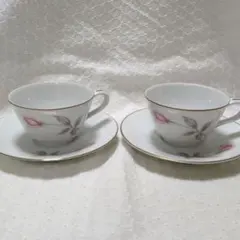 ノリタケ　バラの花柄 カップ・ソーサー 2個セット