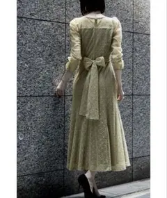 etoll. カシュクールデザインフレアドレス イエロー