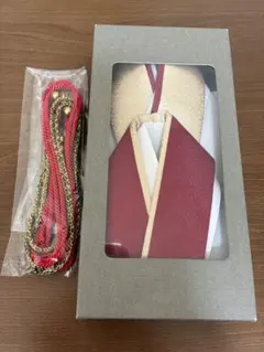 重ね襟 赤と金 、帯紐　赤と金