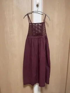 SM2 胸元レース切替キャミワンピース　ボルドー