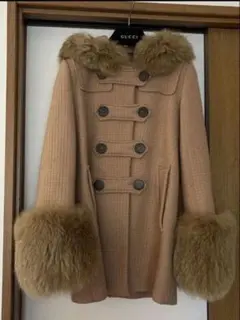 FOXファー付きベージュダッフルコート