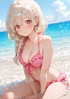 AI 美女 A4 ポスター 光沢紙 セクシー ビキニ イラスト ○ukba2 - メルカリ