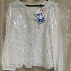 ホワイト 花柄レース トップス　sunauna 38