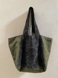 着物リメイク 紬のパッチワーク トートバッグ ハンドメイド