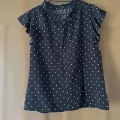 ドット柄フリル袖ノースリーブシャツ