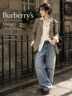 90s Burberrys’ テーラードジャケット チェック柄 　英国トラッドのサムネイル
