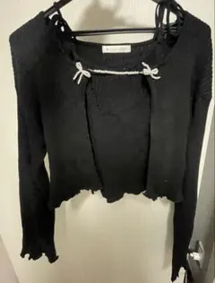 マジェスティックレゴン　カーディガン　ニット　リボン